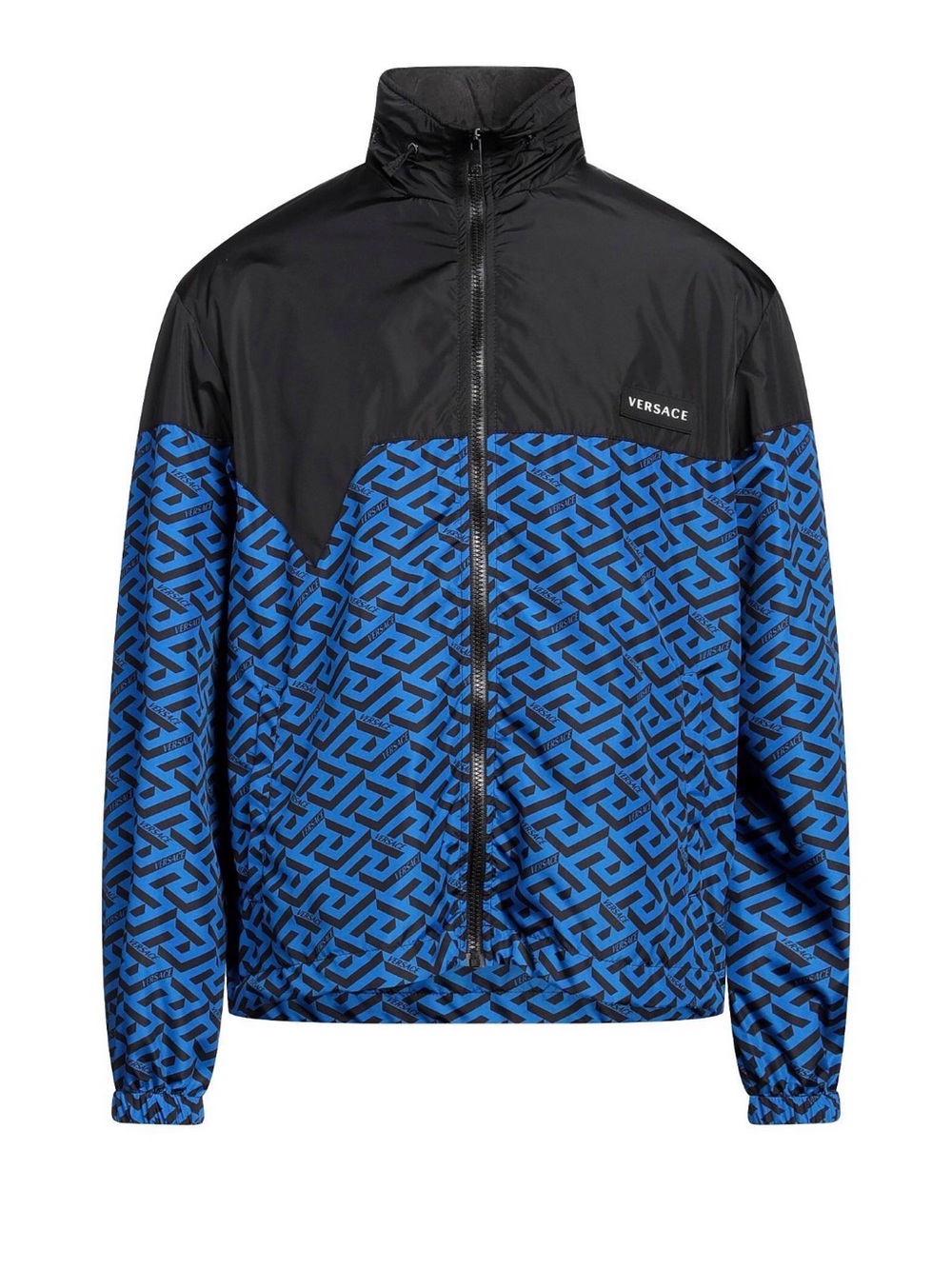Versace Men's Black and Patterned Blue Windbreaker